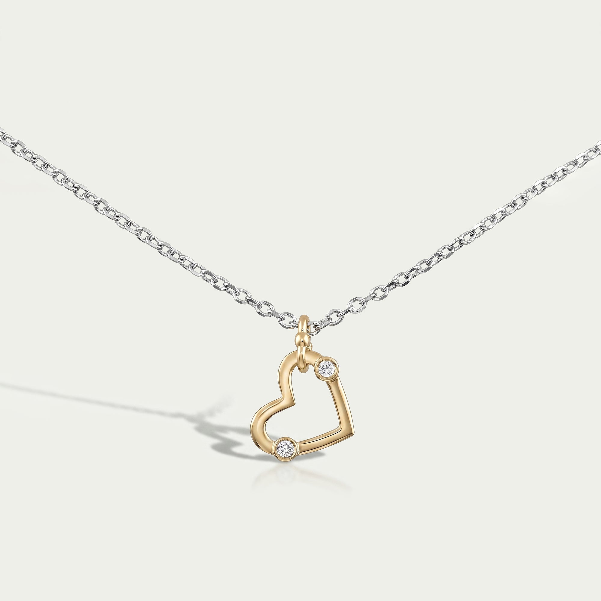 Lab Diamond Open Heart Shape Pendant Necklaces