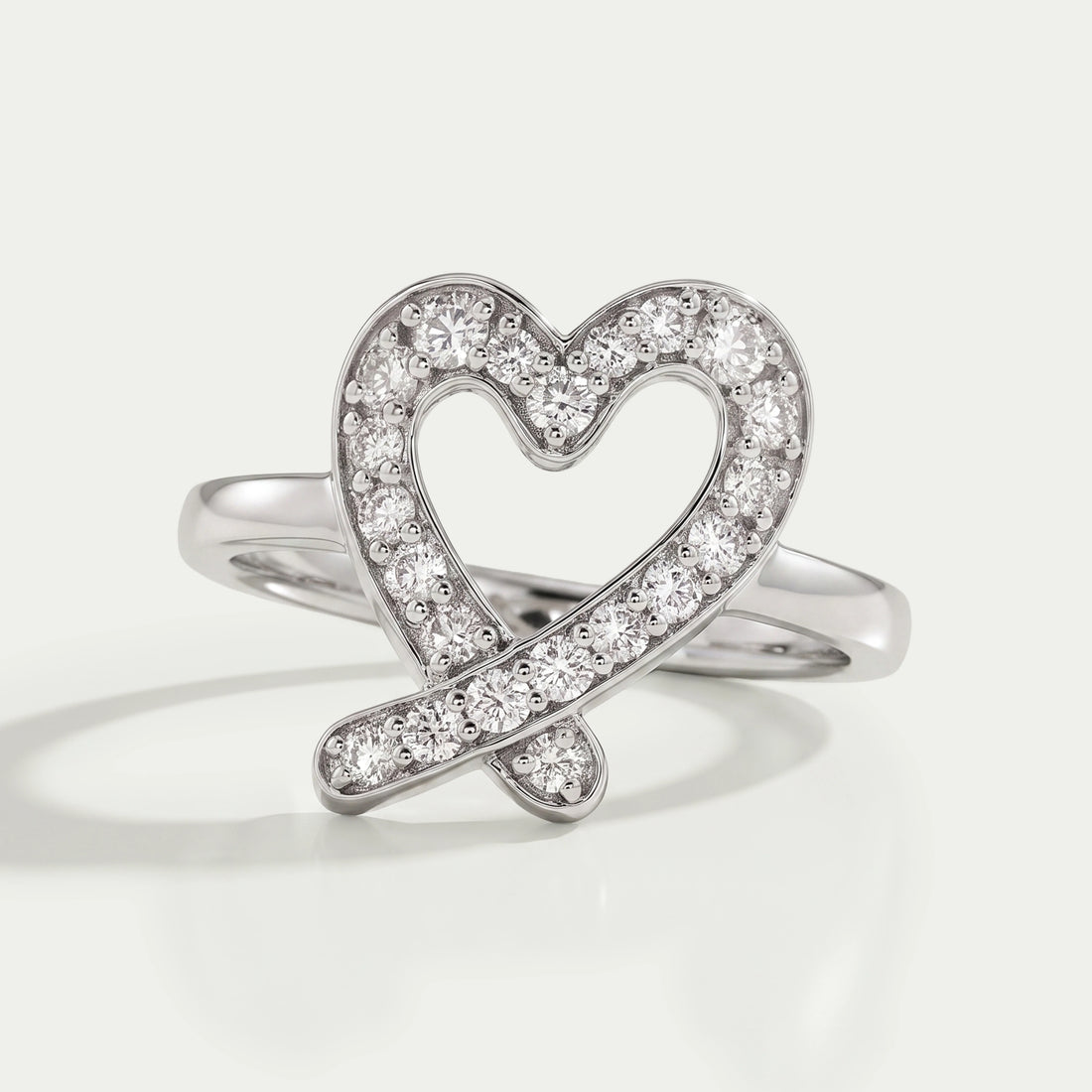Round Diamond Open Heart Shape Ring Ring