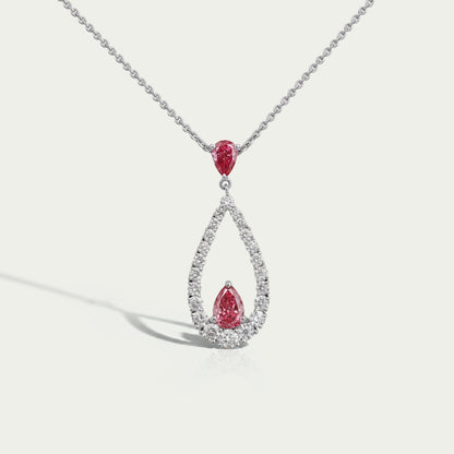 Open Pear Shape Pink Lab Diamond Pendant Necklaces