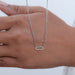 Open Rectangle Round Lab Diamond Link Pendant Necklaces
