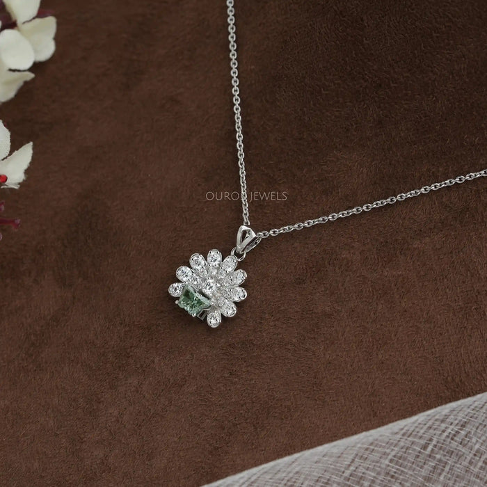 [Green and Round Diamond Pendan]-[Ouros Jewels]