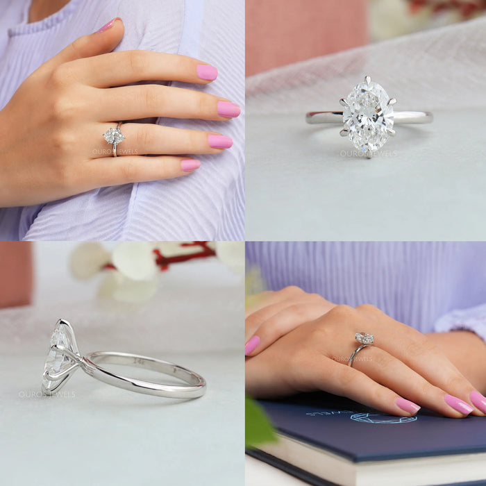 [Wearing a Beautiful Six Prong Oval Diamond Ring]-[Ouros Jewels]
