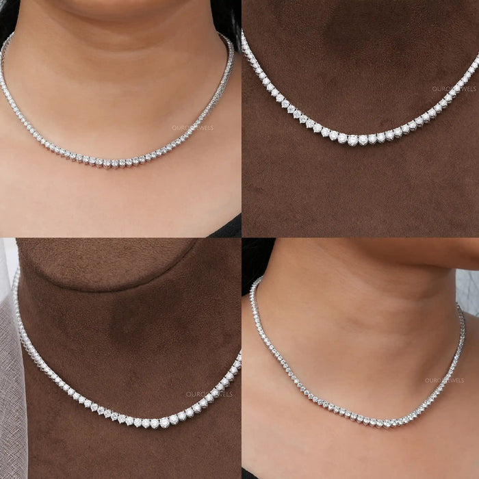[Collage of Round Cut Lab Diamond Necklace]-[Ouros Jewels]