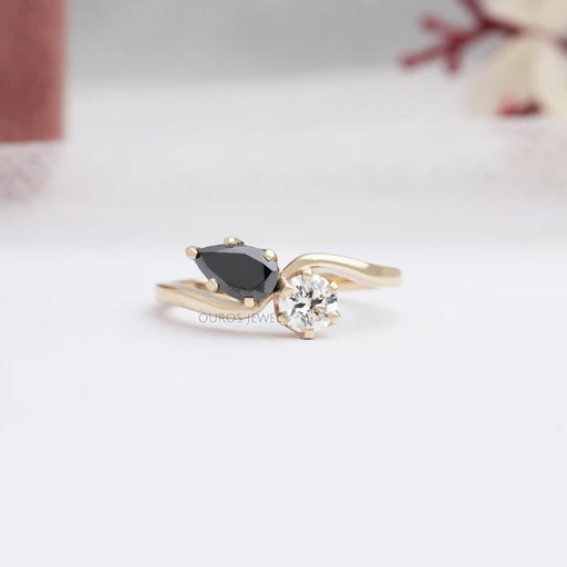 [Youtube Video of Black Pear Cut Lab Diamond Ring]-[Ouros Jewels]
