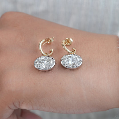 East West Oval Lab Diamond C Hook Earrings Earring