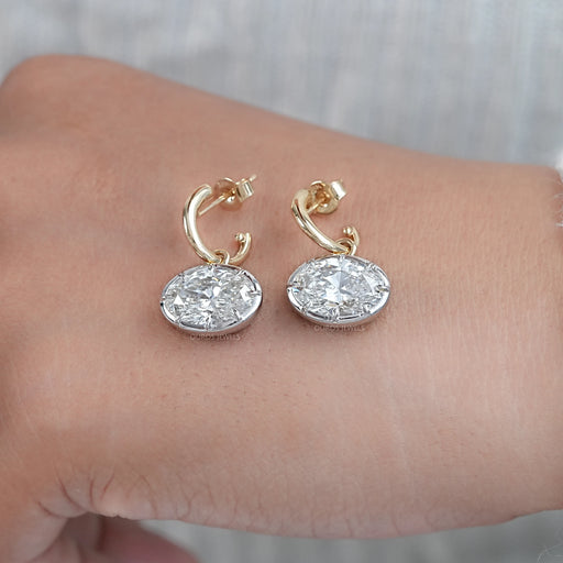 East West Oval Lab Diamond C Hook Earrings Earring