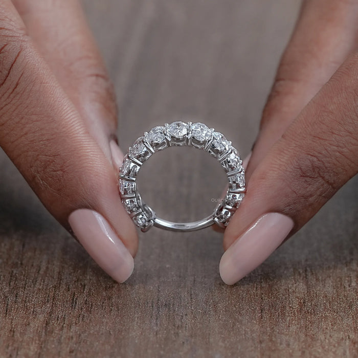 Brilliant Oval Cut Lab Diamond Eternity Wedding Band Rings