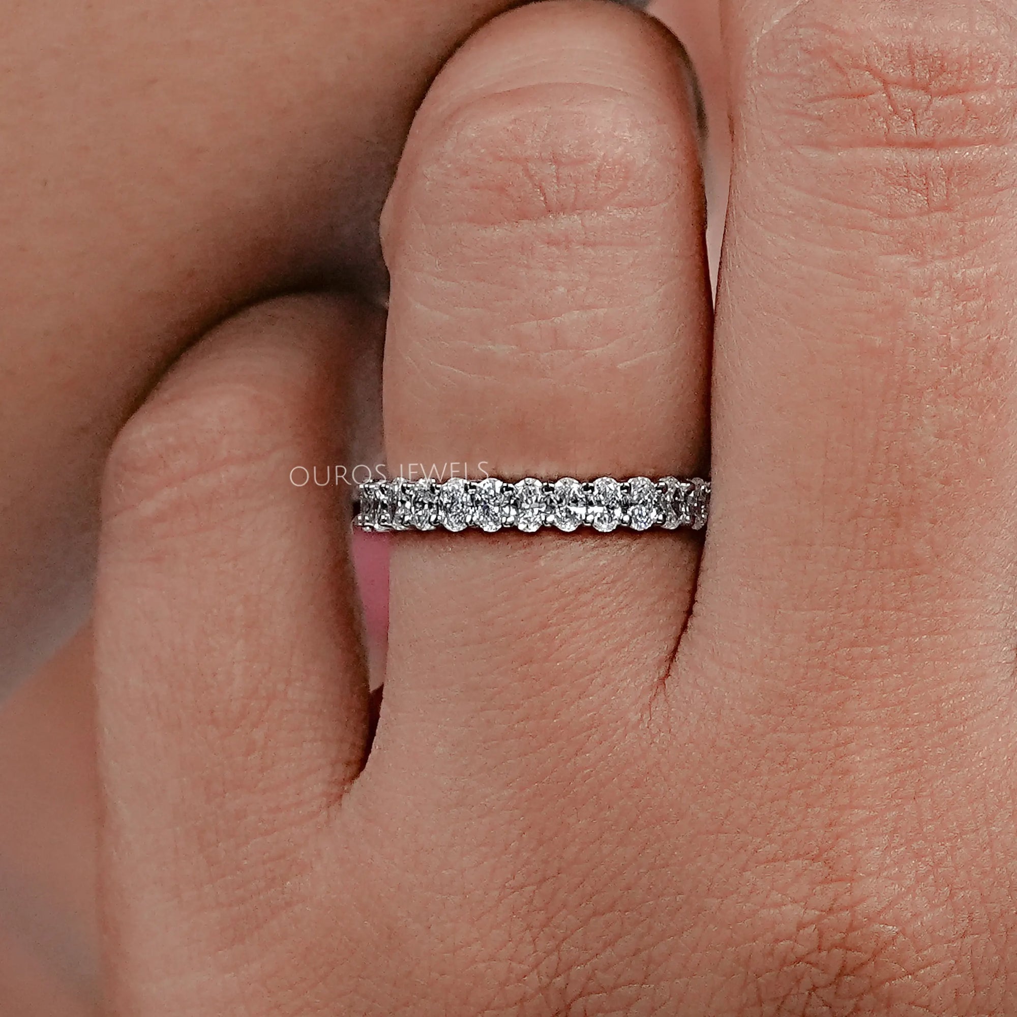 Oval Cut Lab Diamond Full Eternity Anniversary Band Ring