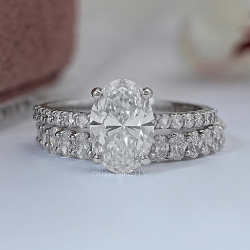 Oval Shape Lab Diamond Bridal Engagement Ring Set