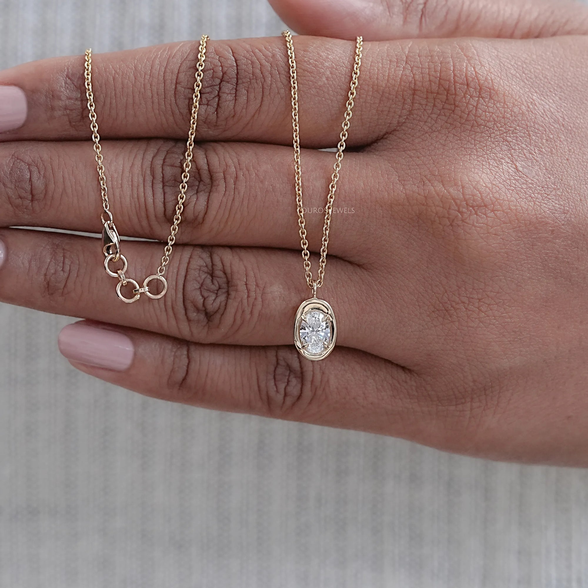 Oval Lab Diamond Molten Heirloom Pendant Necklaces