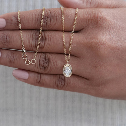 Oval Lab Diamond Molten Heirloom Pendant Necklaces