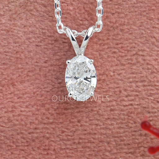 Oval Cut Lab Diamond Solitaire Necklace Necklaces