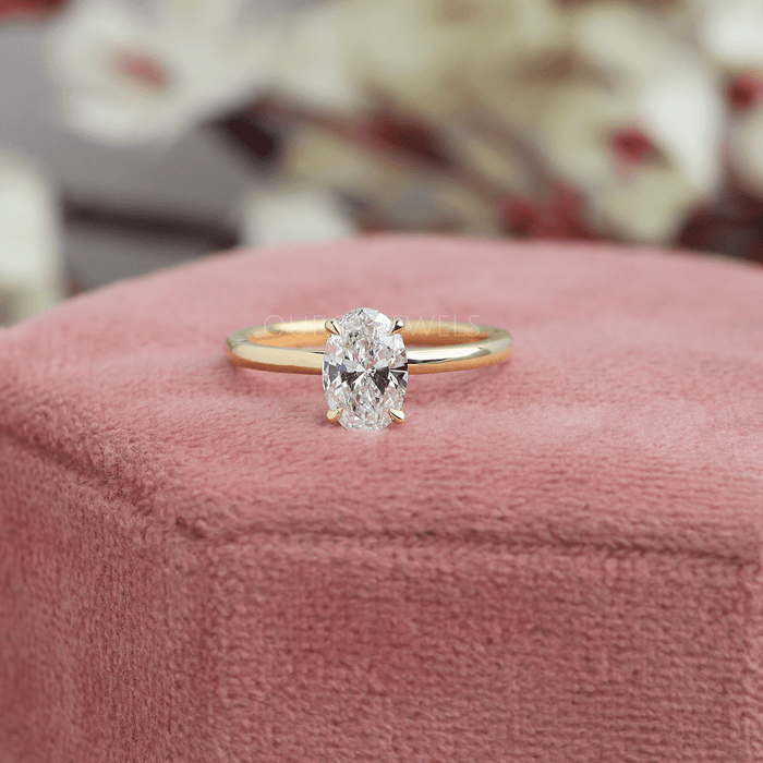 Oval Cut Hidden Halo Solitaire Engagement Ring