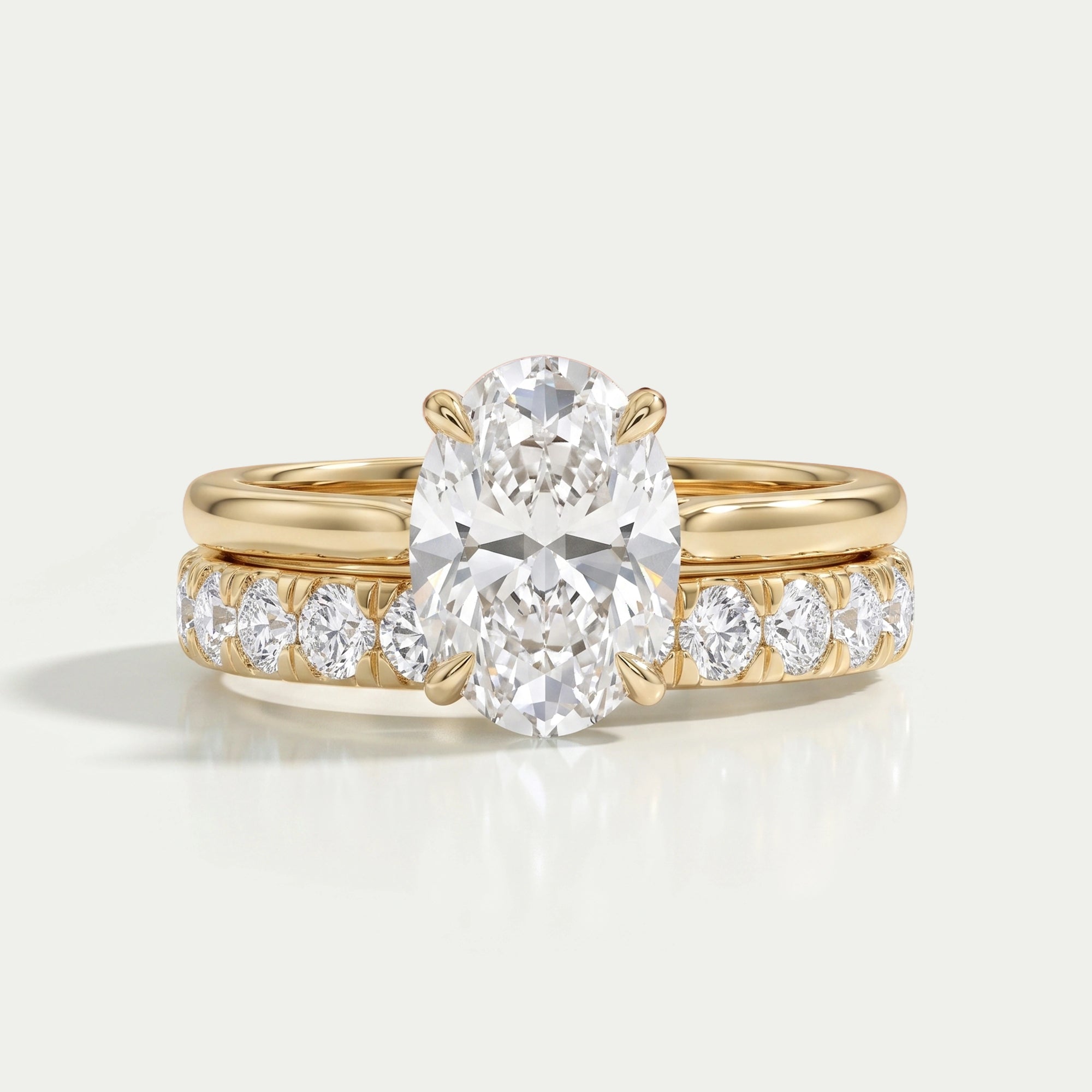 Oval Cut Lab Grown Bridal Diamond Ring Set Ring