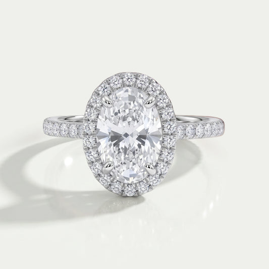 Oval Cut Halo Accent Diamond Engagement Ring Ring