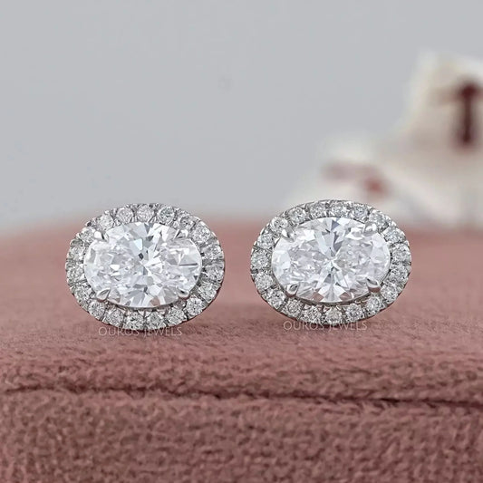 Oval Lab Diamond Halo Stud Earrings Earring