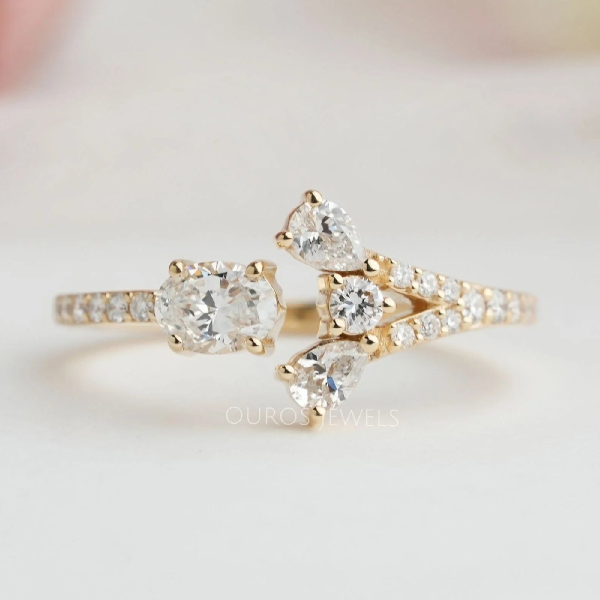 Open Cuff Styles Oval Cut Lab Grown Diamond Ring Rings