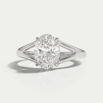 Oval Diamond Solitaire Split Shank Engagement Ring Ring