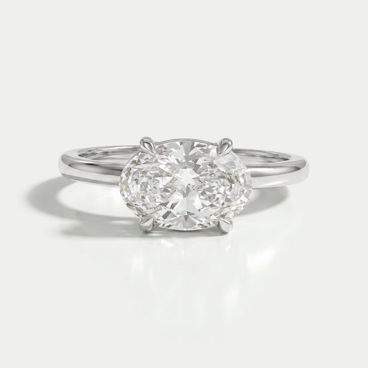 East West Oval Diamond Solitaire Engagement Ring