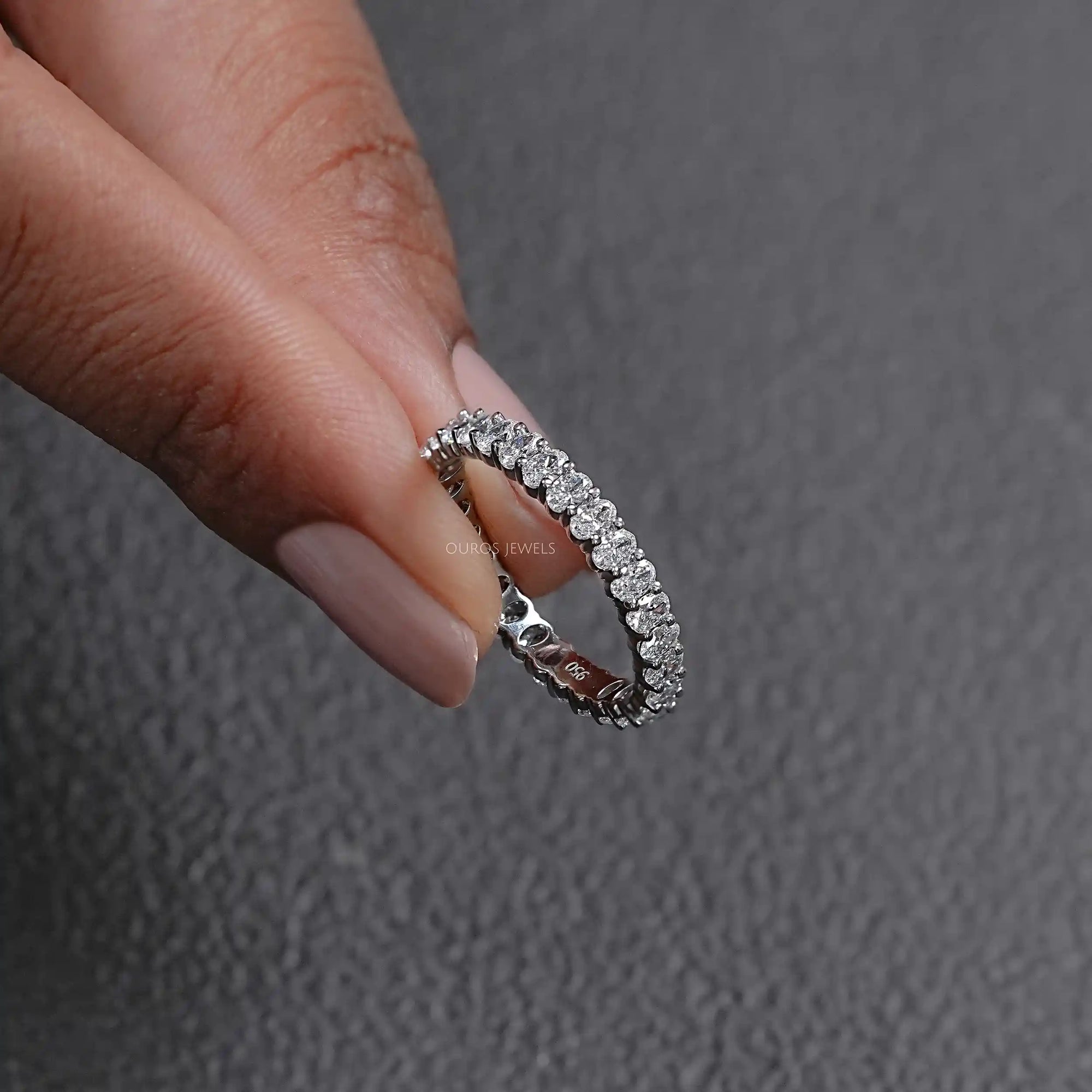 Oval Cut Lab Diamond Full Eternity Anniversary Band Ring