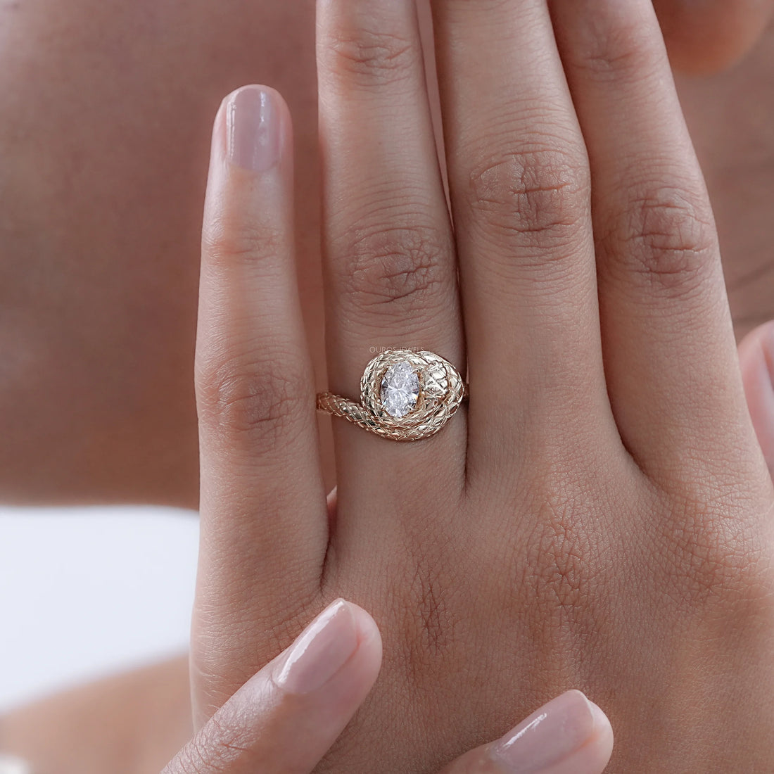 Snake Shaped Lab Diamond Anniversary Ring Rings