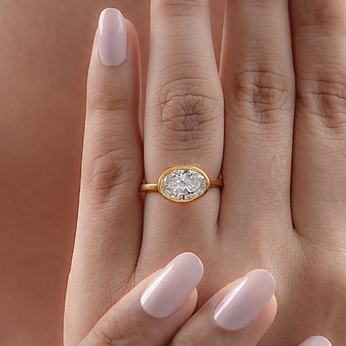 East West Oval Lab Diamond Bezel Set Ring Rings
