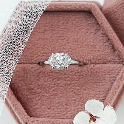 East West Oval Diamond Solitaire Engagement Ring