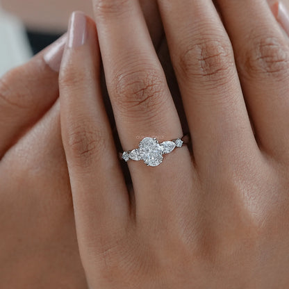 Oval And Pear Lab Diamond Five Stone Engagement Ring Rings