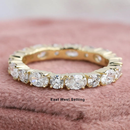 Oval And Round Cut Lab Grown Diamond Eternity Band Rings