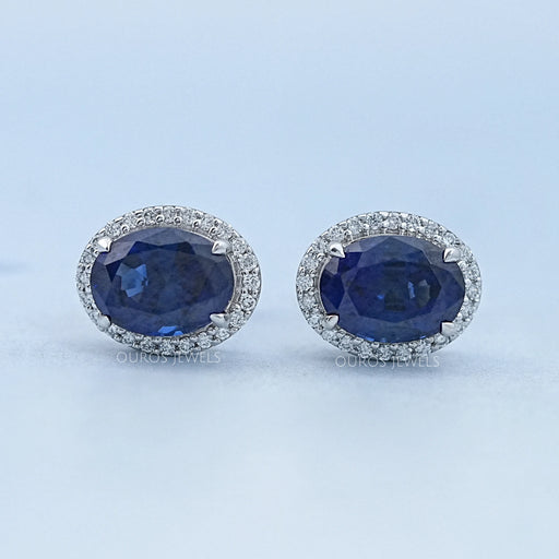 Oval Cut Sapphire Gemstone Stud Earring