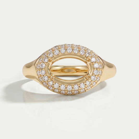 Oval Shape Double Halo Semi Mount Engagement Ring Rings