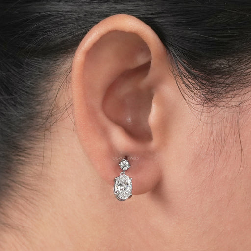 Round And Oval Cut Lab Diamond Drop Dangle Earring