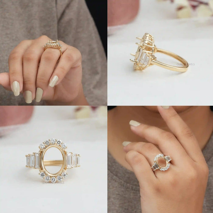 [Collage of Oval Shape Semi Mount Ring]-[Ouros Jewels]