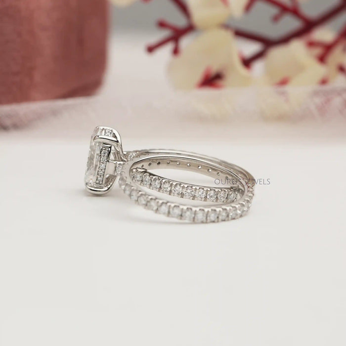 [Hidden Halo Bridal Ring Set 14k White Gold]-[Ouros Jewels]