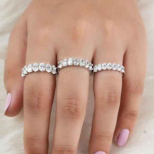 Oval Cut Lab Grown Diamond Seven Stone Wedding Ring