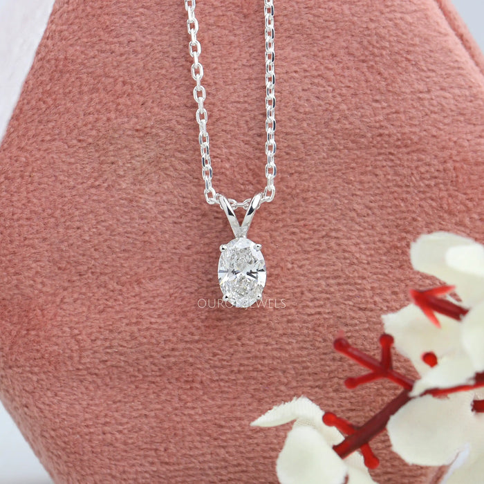 Oval Diamond Solitaire Necklace