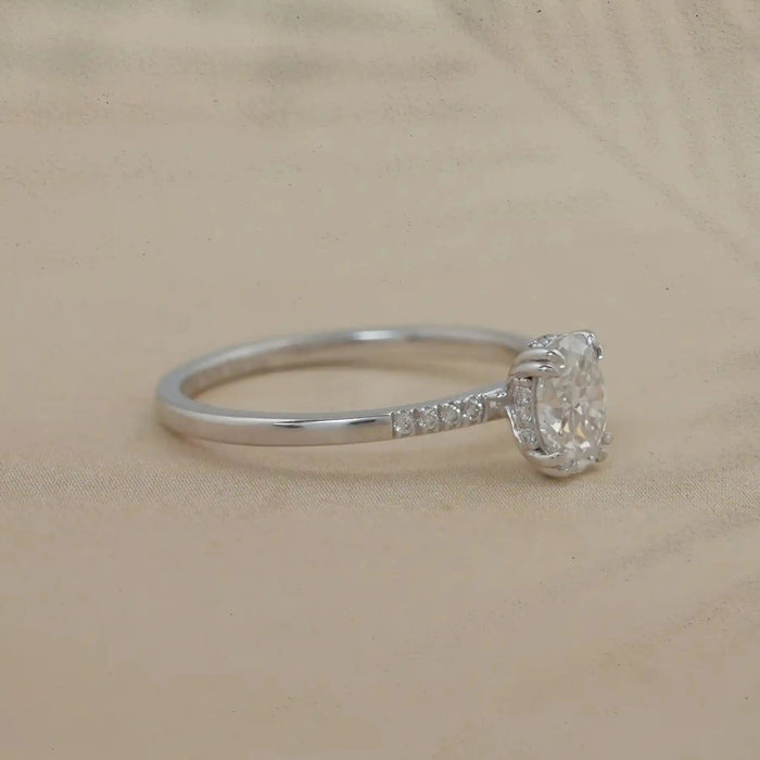 Oval Cut Lab Grown Diamond  Accent  Ring