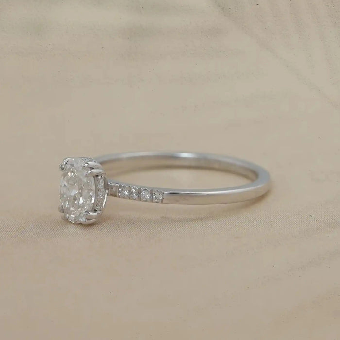 Oval Cut Lab Grown Diamond  Accent  Ring