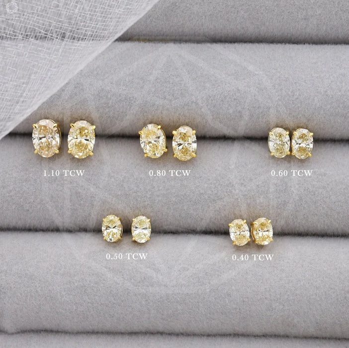 Yellow Oval Diamond Stud Earrings