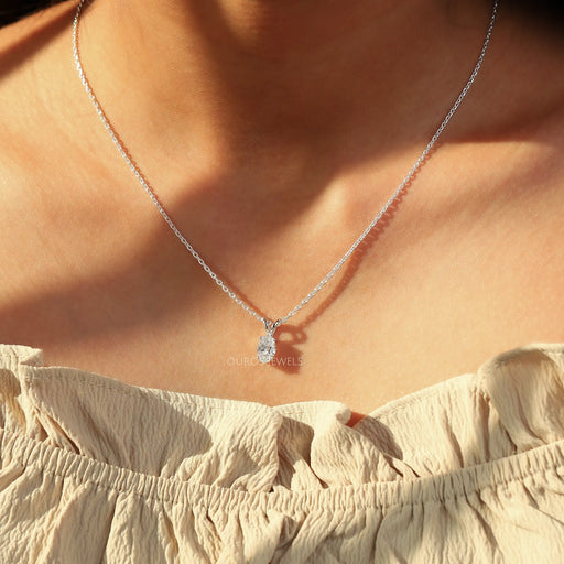 Oval Cut Lab Diamond Solitaire Necklace