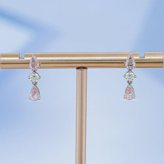 Padparadscha Pear Gemstone Drop Earrings Earring