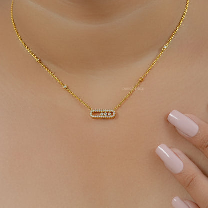 Movable Lab Diamond Paperclip Pendant