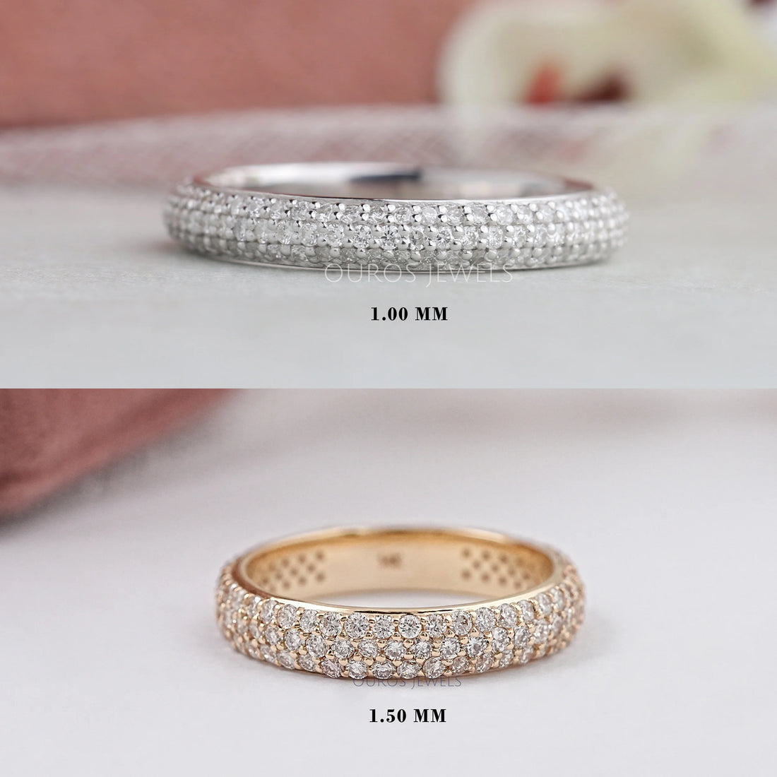 Round Cut Lab Diamond Pave Set Wedding Ring