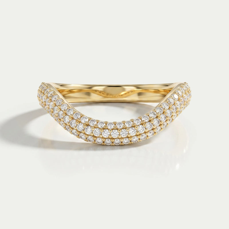 Ouros Jewels Pave Set Round Lab Diamond Curved Band