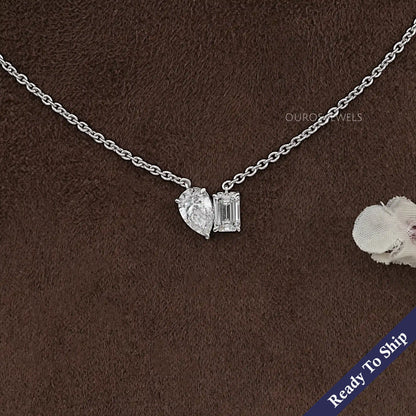 Pear And Emerald Lab Diamond Toi Moi Pendant Necklaces