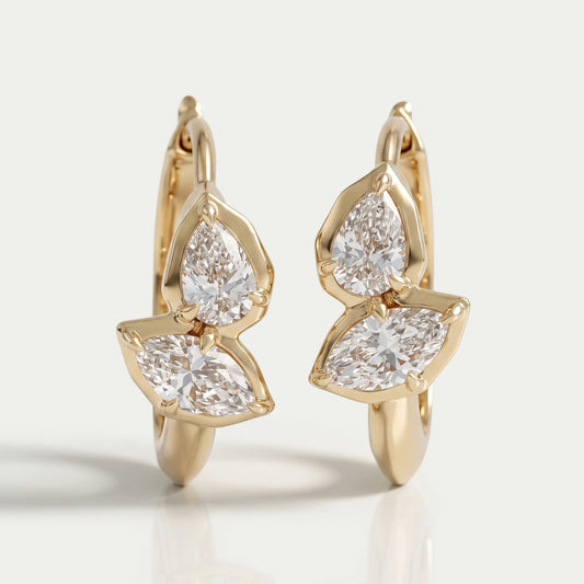 Pear And Marquise Lab Diamond Hoop Earrings Earrings