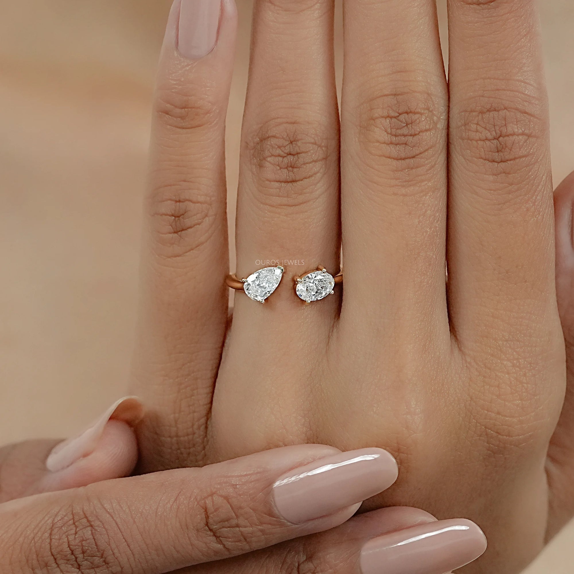 Pear And Oval Diamond Toi Et Moi Engagement Ring