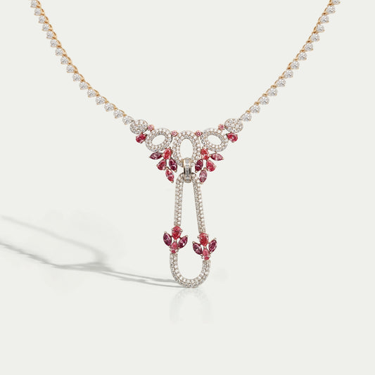 Pear And Round Shape Cluster Diamond Bridal Necklace Necklaces