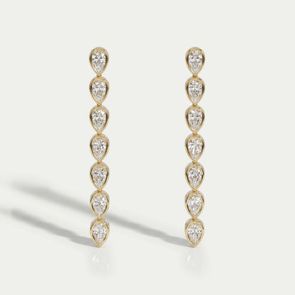 Pear Diamond Bezel Set Dangle Earrings Earrings