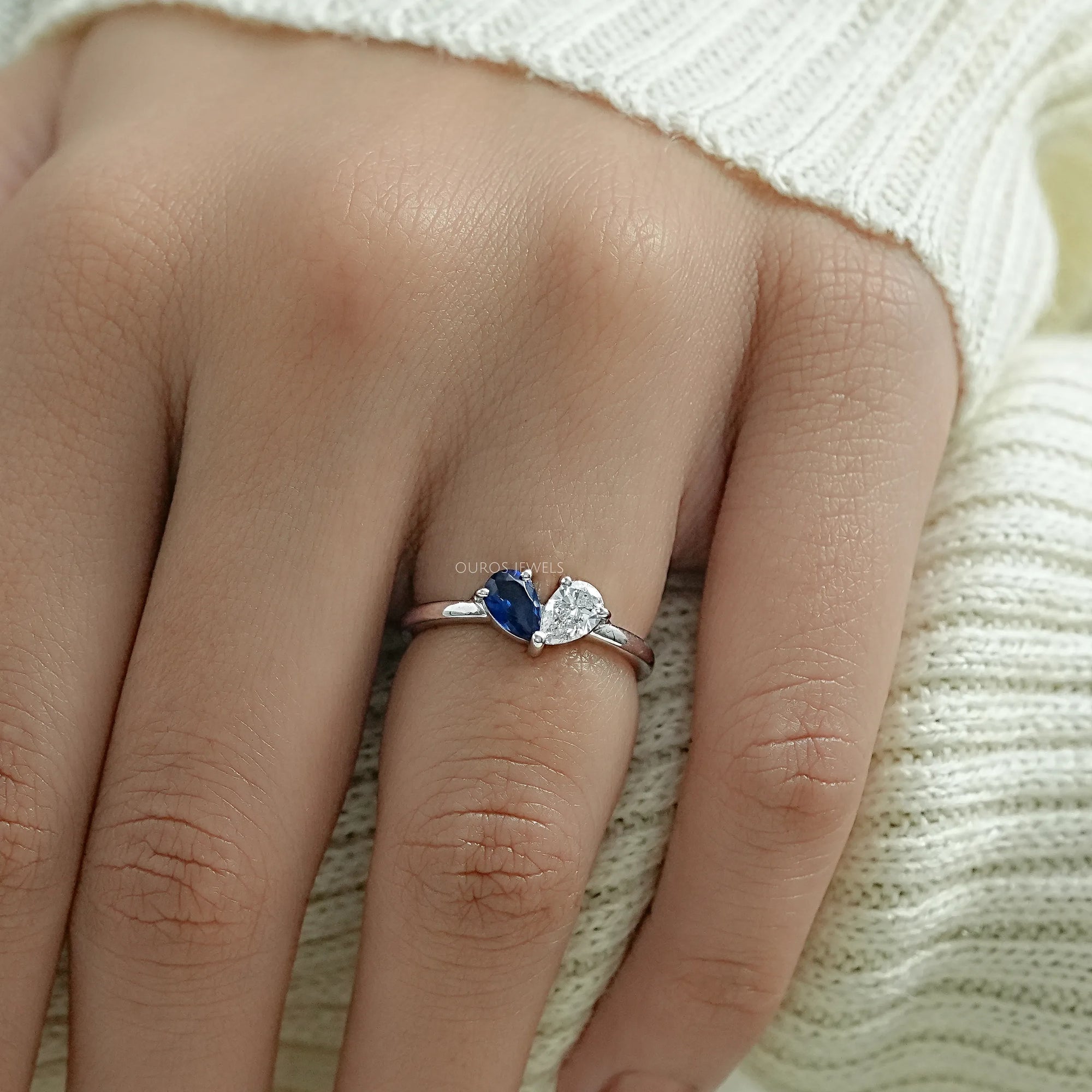 Sapphire Pear Gemstone Toi Moi Engagement Ring Ring